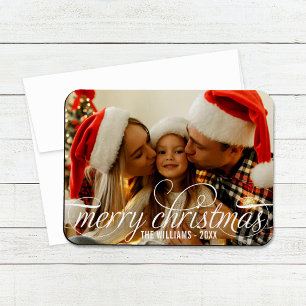 Imán Elegante nombre de Navidad en caligrafía blanca