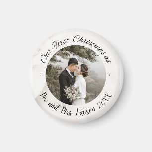 Imán Elegante nuestra primera foto boda de Navidad