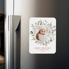 Imán Elegante oliage de invierno y foto de Holly Berrie