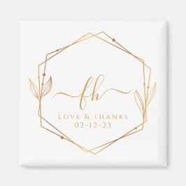 Imán Elegante Oro Blanco Monogramado Gracias Boda