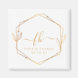 Imán Elegante Oro Blanco Monogramado Gracias Boda