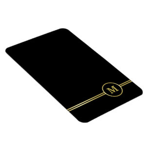 Imán Elegante oro Monograma personalizado sobre negro