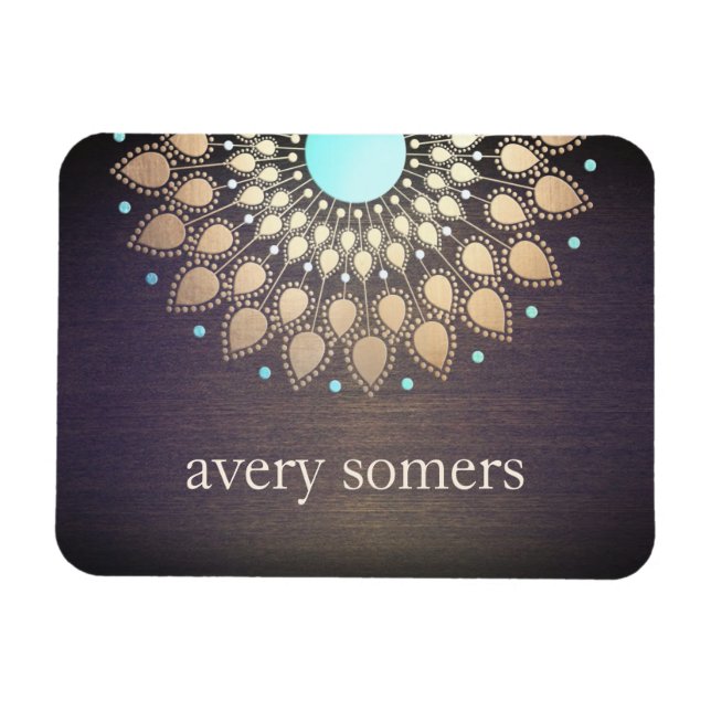 Imán Elegante Oro Ornate Lotus Mandala Madera (Horizontal)