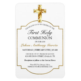Imán Elegante Oro Primero Invitación de la Santa Comuni