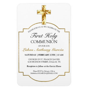 Imán Elegante Oro Primero Invitación de la Santa Comuni