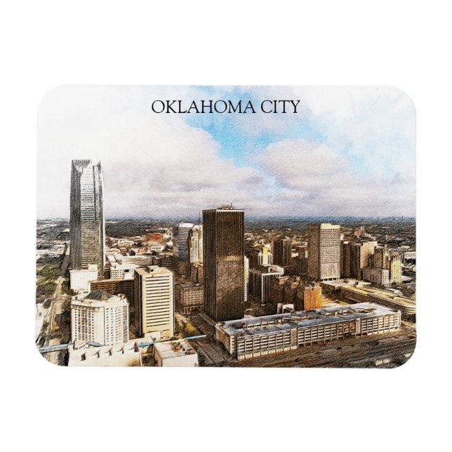Imán Elegante paisaje urbano de Oklahoma Vista panorámi (Horizontal)
