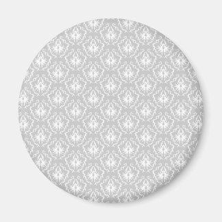 Imán Elegante patrón blanco y gris. Damasco.