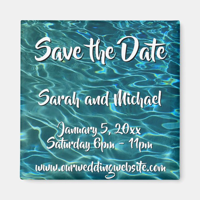 Imán Elegante patrón de agua azul verde azulada olas de (Frente)