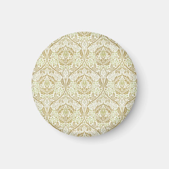 Imán Elegante patrón floral de oro (Frente)