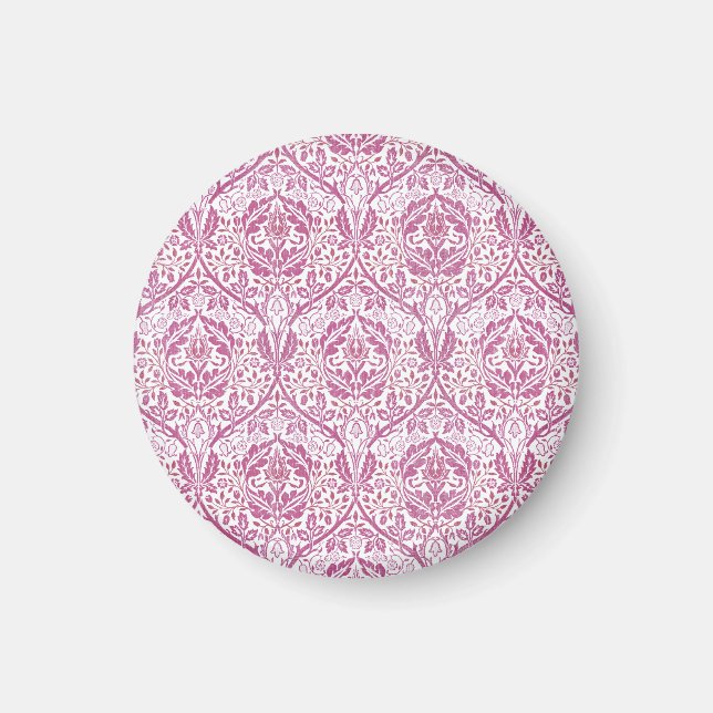 Imán Elegante patrón floral rosa (Frente)