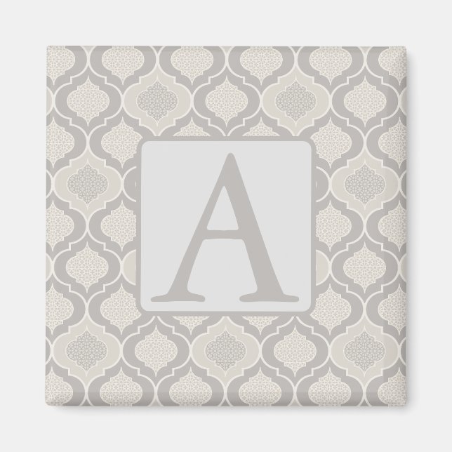 Imán Elegante patrón marroquí de enrejado en tonos neut (Frente)