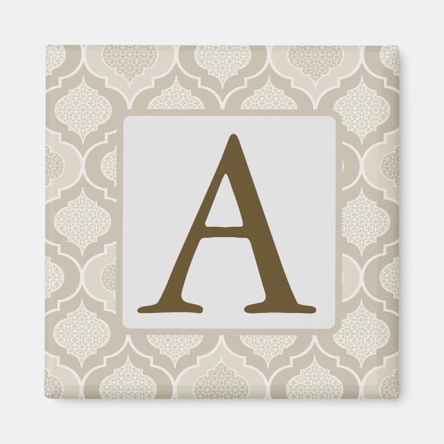 Imán Elegante patrón marroquí de enrejado en tonos neut (Frente)