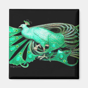 IMÁN ELEGANTE PAVO REAL EN VERDE,NEGRO
