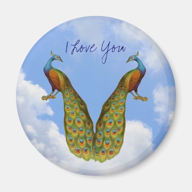 Imán Elegante Peacock Te Amo Magnet (Frente)