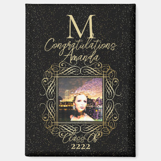 Imán Elegante Pergamino + Puntos de Oro Felicitación Cl