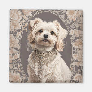 Imán Elegante perro maltés William Morris inspirado