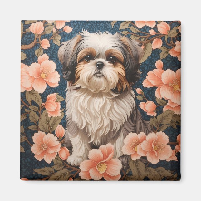 Imán Elegante perro shih tzu William Morris inspirado (Frente)