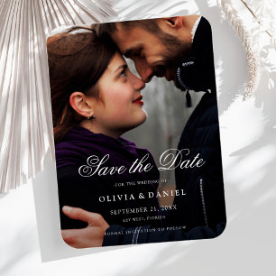 Imán Elegante Personalizado de guión Foto Guardar Boda 