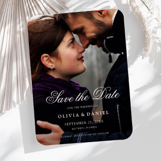 Imán Elegante Personalizado de guión Foto Guardar Boda