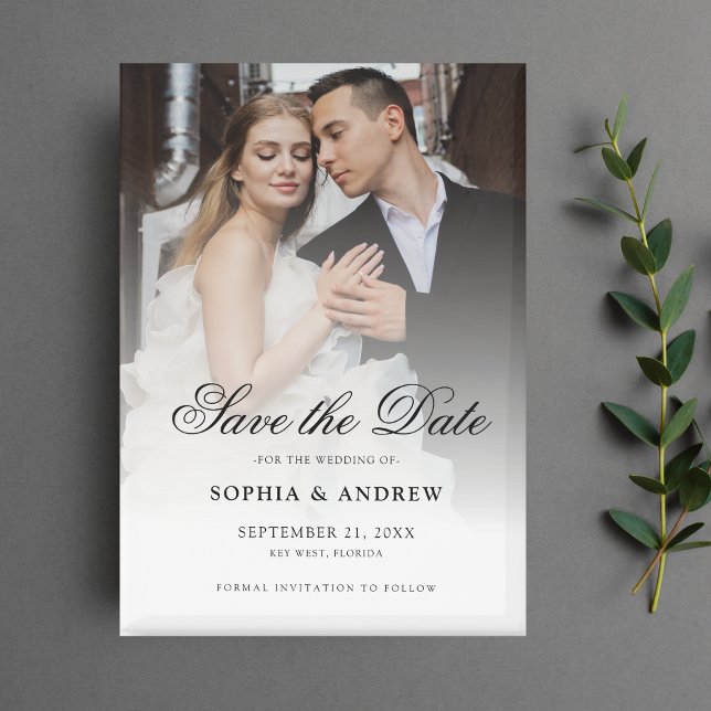 Imán Elegante Personalizado de guión Foto Guardar Boda  (Save the Date Wedding Photo Magnet)