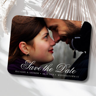 Imán Elegante Personalizado de guión Foto Guardar Boda
