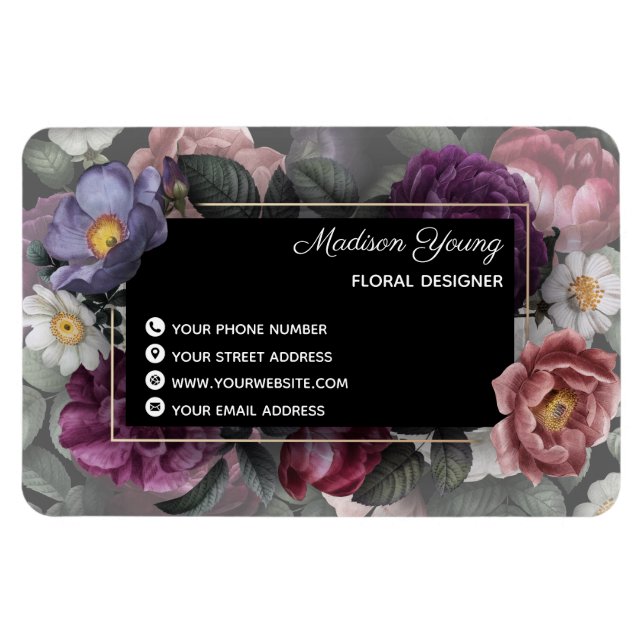 Imán Elegante Personalizado del Diseñador Floral (Horizontal)