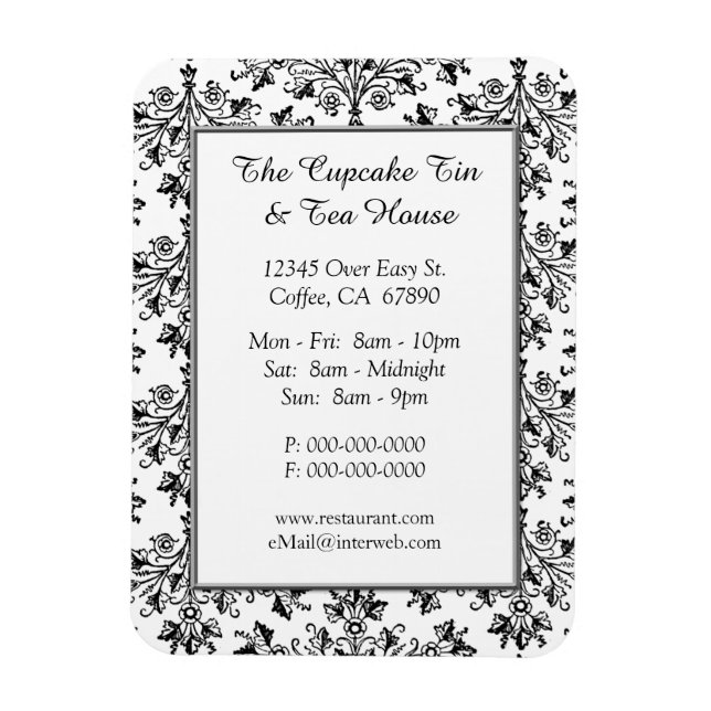 Imán Elegante Personalizado del restaurante Damask Patt (Vertical)