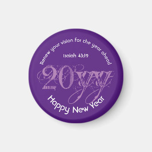 Imán Elegante Personalizado morado cualquier año feliz 