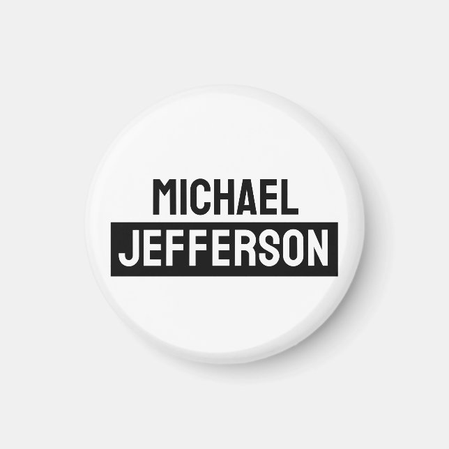 Imán Elegante Personalizado personalizado blanco negro (Frente)