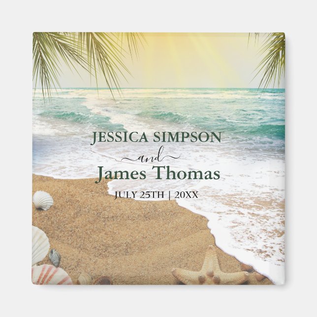 Imán Elegante Playa De Sunshine Y Océano Azul (Frente)