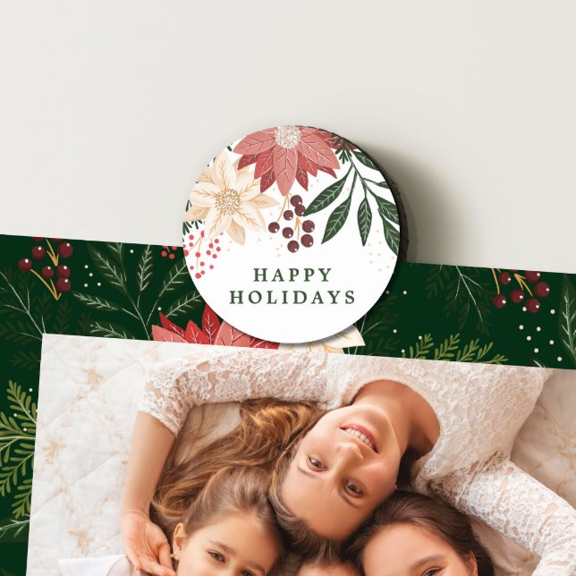 Imán Elegante Poinsettia Merry Christmas Watercolor (showcasing Customizable Magnet - additional items (bought separately))
