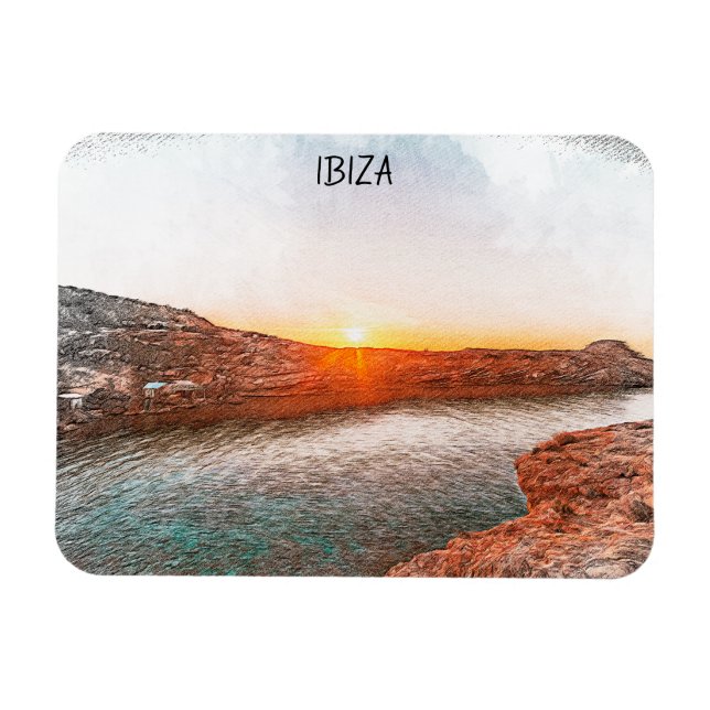 Imán Elegante puesta de sol de Ibiza España (Horizontal)