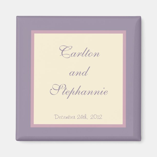 Imán Elegante Purple Boda Magnet Favor (Frente)