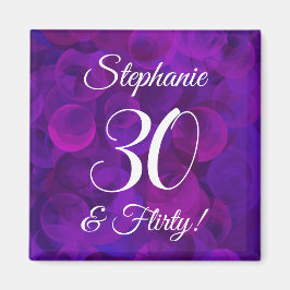 Imán Elegante púrpura 30 y fiesta de cumpleaños de flor