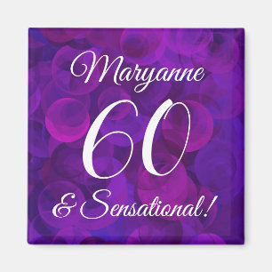 Imán Elegante púrpura 60 y fiesta sensacional de cumple