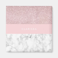 Elegante purpurina rosa de oro y mármol blanco