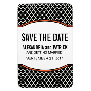 Imán Elegante Quatrefoil Save the Date Magnet, Naranja
