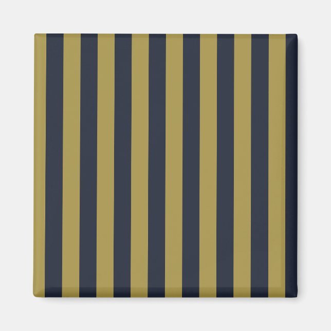 Imán Elegante rayas verticales de oro y marina azul (Frente)