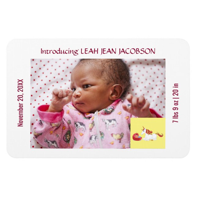 Imán Elegante Recién nacido elegante anuncio de nacimie (Horizontal)