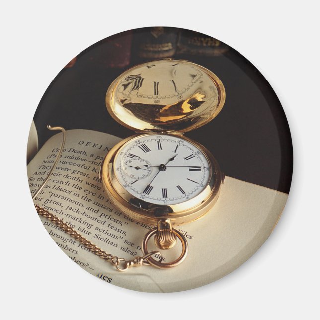Imán Elegante reloj de oro de estilo antiguo (Frente)