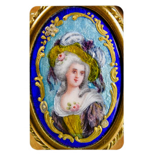 IMÁN ELEGANTE RETRATO DE ROCOCO LADY CON ROSAS ROSAS RO