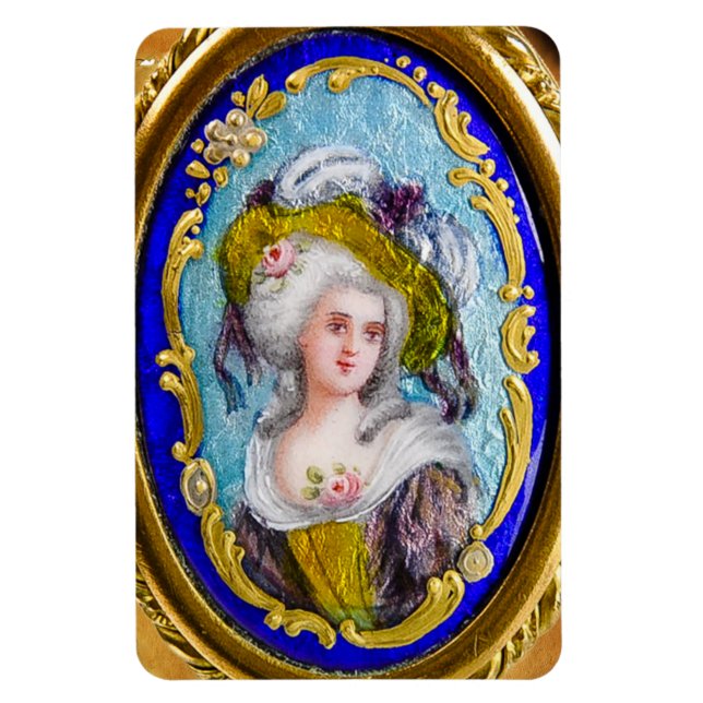 IMÁN ELEGANTE RETRATO DE ROCOCO LADY CON ROSAS ROSAS RO (Vertical)
