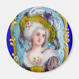 IMÁN ELEGANTE RETRATO DE ROCOCO LADY CON ROSAS ROSAS RO