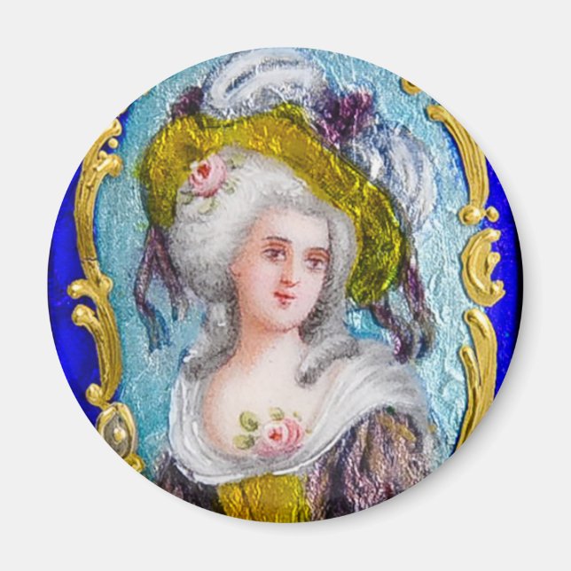 IMÁN ELEGANTE RETRATO DE ROCOCO LADY CON ROSAS ROSAS RO (Frente)