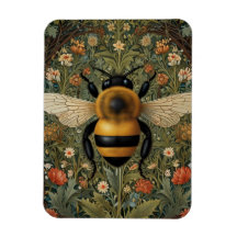 Elegante retro bumblebee boho arte floral botánico