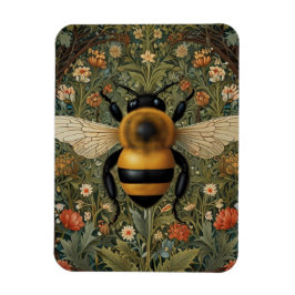 Imán Elegante retro bumblebee boho arte floral botánico