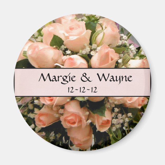 IMÁN ELEGANTE ROSA BODA FAVOR MAGNET (Frente)