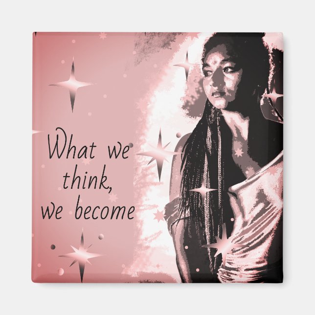 Imán Elegante Rosa de mensajes Inspiradores Positividad (Frente)