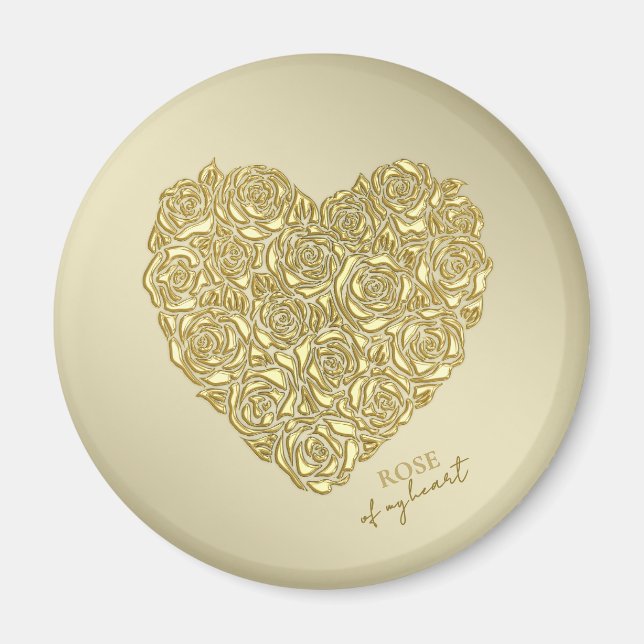 Imán Elegante Rosa De Oro De Mi Corazón (Frente)