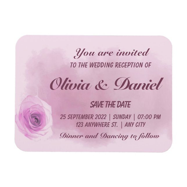 Imán Elegante rosa polvoriento  boda floral (Horizontal)